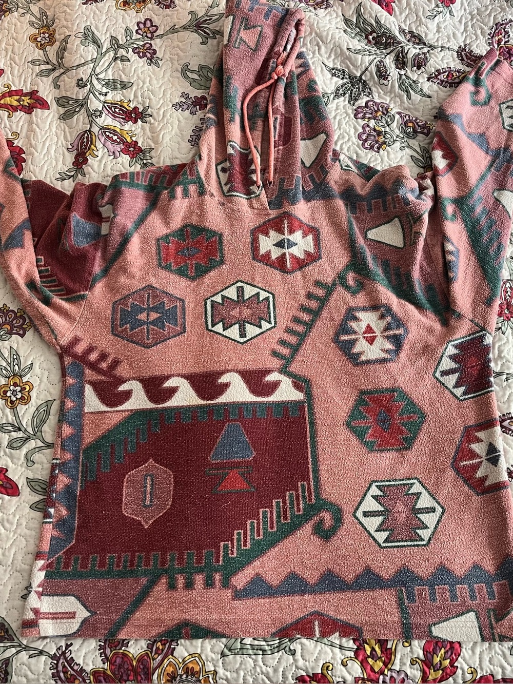 Vintage 90’s Chorus Line Aztec Hoodie Southwestern Women’s Pink XL? USA